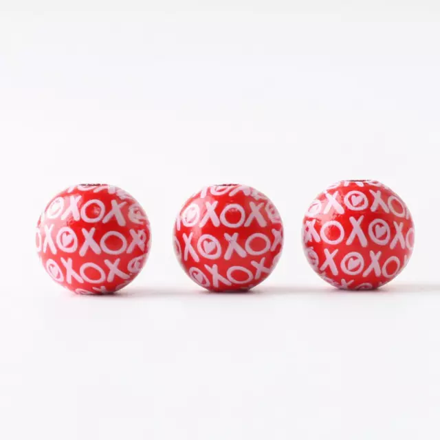 45 Pieces Valentine's Day Wooden Beads 16mm for Wedding Party Favors 3