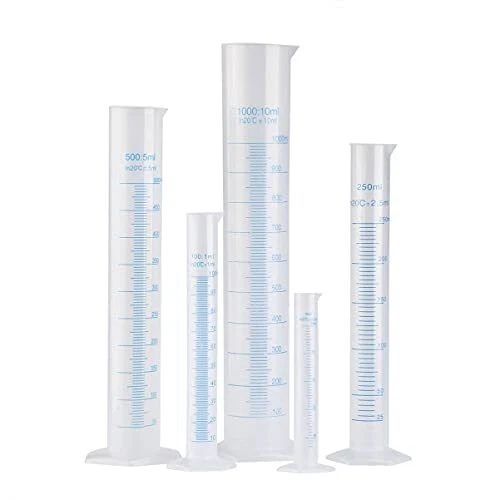 Lurrose 5Pack Measuring Cylinder Graduated Cylinder 50ml 100ml 250ml 500ml 10