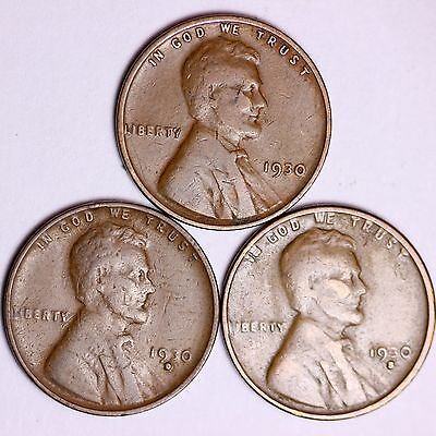 1930 + 1930-D + 1930-S  Lincoln Wheat Cents LOWEST PRICES ON THE BAY! FREE S/H