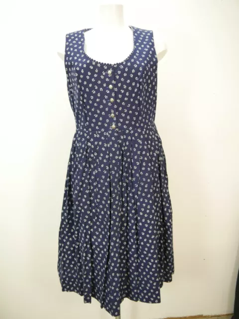 Dirndl dolce fatto a mano cotone blu con stampa floreale senza grembiule taglia 46