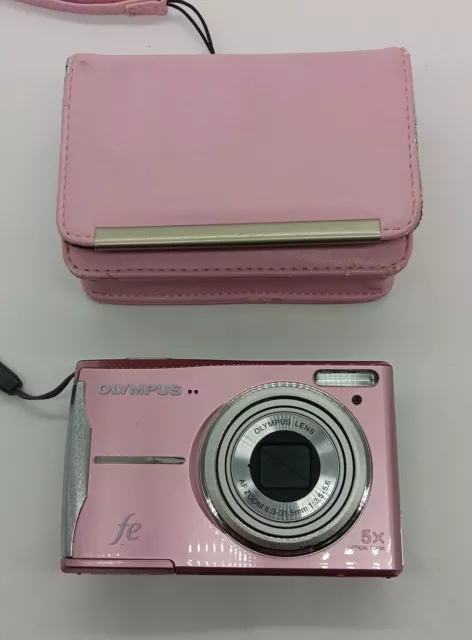 Olympus FE FE-46 Digital Camera & Case - 5X Zoom Pink W/ Pink Case- See Details!