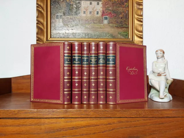SHAKESPEARE WERKE Luxusausgabe VA BÜTTEN 72 KUPFER Chodowiecki LEDER HANDEINBAND