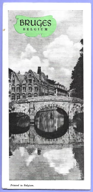 Vintage Bruges Belgium Map Travel Tourist Brochure 1940s-1950s