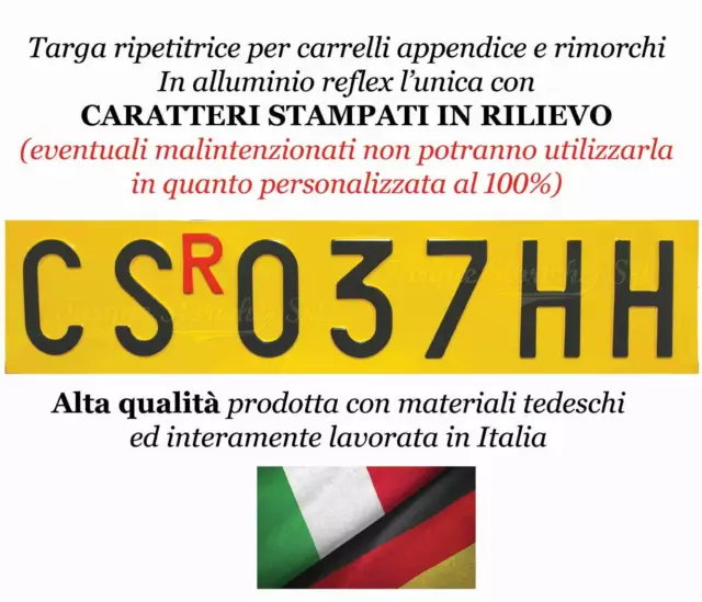 TARGA RIPETITRICE IN Alluminio Catarifrangente per carrelli e rimorchi  appendice EUR 29,99 - PicClick IT
