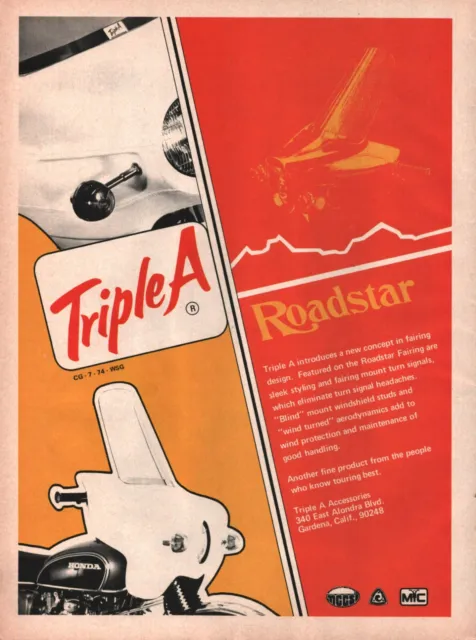 1974 Triple A Roadstar Fairing - Vintage Motorcycle Ad