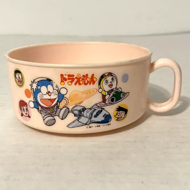 Vintage 1980s Doraemon Mug Cup Cereal Soup Bowl Space Shuttle Astronaut Pink 80s