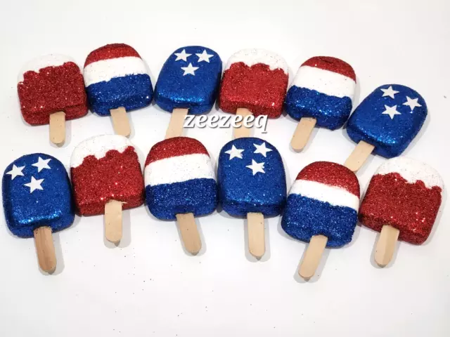 Patriotic 4th of July Glitter Popsicle Bowl Filler Table Scatter Craft Tier Tray