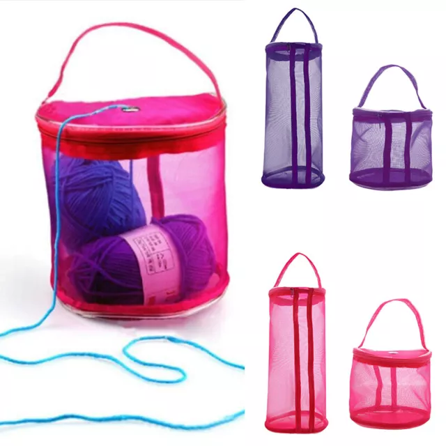 Tote Bag Storage Bag Wool Yarn Knitting Needle Mesh Bag Container with Zipper