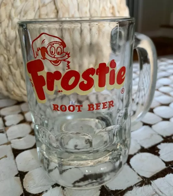 Vintage Glass Frostie Root Beer Soda Mug Retro Original 5" Yellow Red NICE