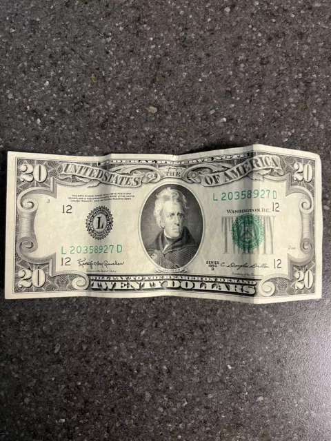 1950-D Twenty Dollar $20 Green Seal Federal Reserve Note - Old U.S. Currency