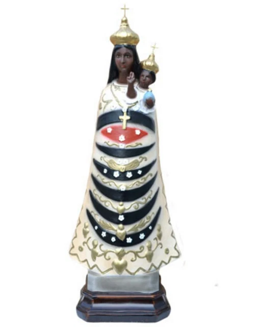Statua Madonna Di Loreto Dipinta A Mano - Madonna Nera Con Bambino, Alta 35 Cm, Artigianato Italiano