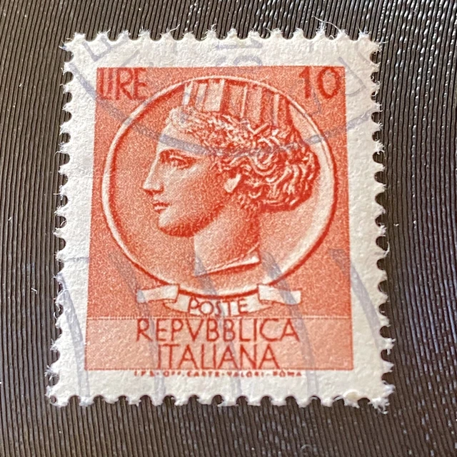 1953 Italian 10 lire “La Siracusana” stamp SUPERB COND MH