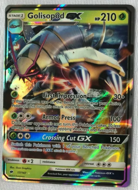 Golisopod GX ULTRA RARE 17/147 Pokemon SM Burning Shadows NM HOLO