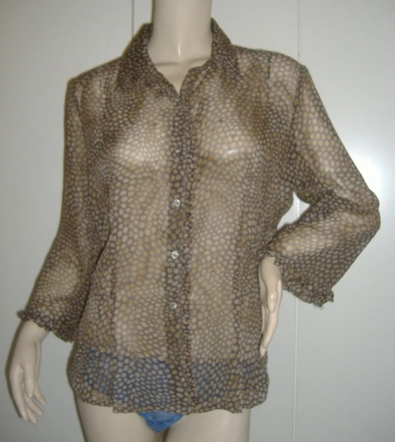 CAMICETTA BLUSA CAMICIA Donna Tulle Maculato Volants Benetton Leggi Misure EUR 5 90 PicClick IT