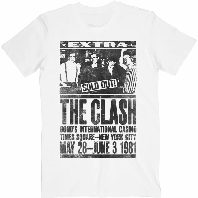 Official The Clash T Shirt Bond's 1981 Mens White Punk Rock Metal Classic Tee