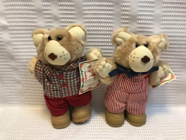 1986 Wendy’s-Christmas Collectible Furskins Bears- “Dudley” & “Boone”
