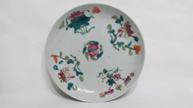 Antique Chinese Famille Rose Porcelain Plate W/ Floral Designs