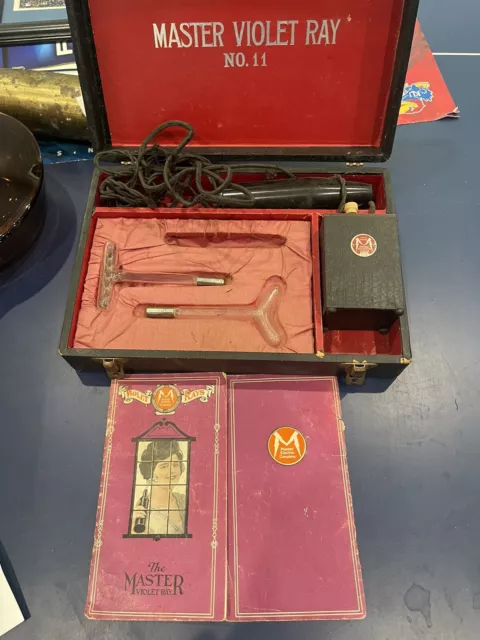 Antique Working Master Violet Ray No 11 Medical Quackery Quack w/ 2 Wands Tesla
