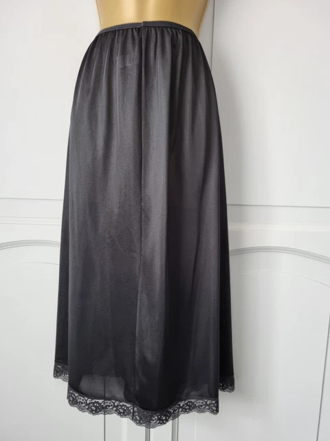 Mezza Slip Donna Vintage Immagini Nero Raso Seta Poliestere Taglia 22-24