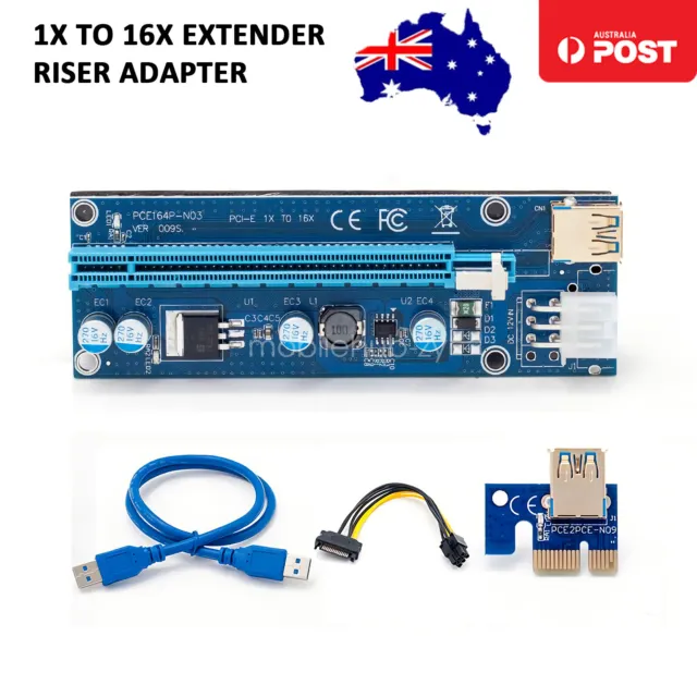 1Set PCI-E Express 1x to16x Extender Riser Adapter PCIe Graphics Card GPU Mining
