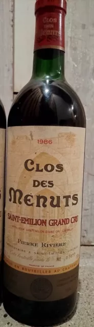 Vin Clos des Menuts 1986 Saint Emilion Grand Cru