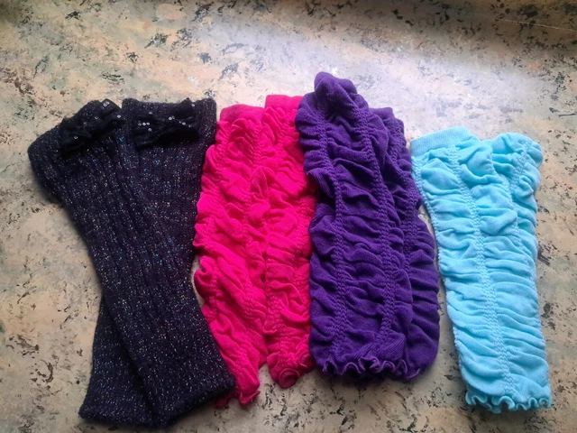 Lot of 4 kids leg warmers ballet dance black pink
