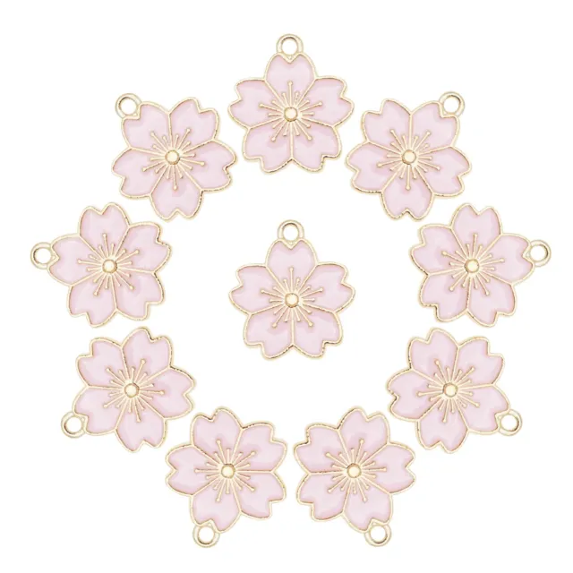 20 stk Rosa Emaille Metall Schöne Blumen Kunst Halsketten Anhänger Charm 20x18mm
