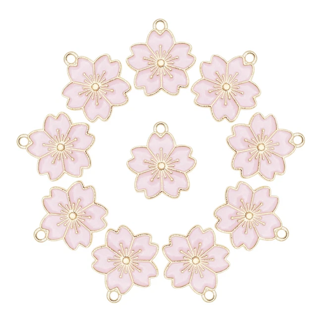 20 stk Rosa Emaille Metall Schöne Blumen Kunst Halsketten Anhänger Charm 20x18mm
