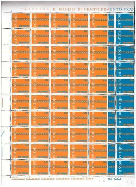 S18280) San Marino MNH New 1971 Europa 2v Block Of 50 Sets