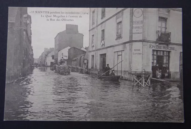 CPA Carte postale NANTES inondations 1904 Rue des Olivettes ORHON forges