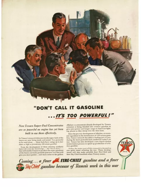 1944 Texaco Fire Sky Chief Gasoline Board Meeting art Vintage Print Ad