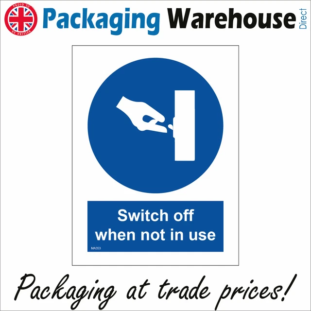 MA353 SWITCH OFF When Not In Use Sign Turn Switch Button Knob Light