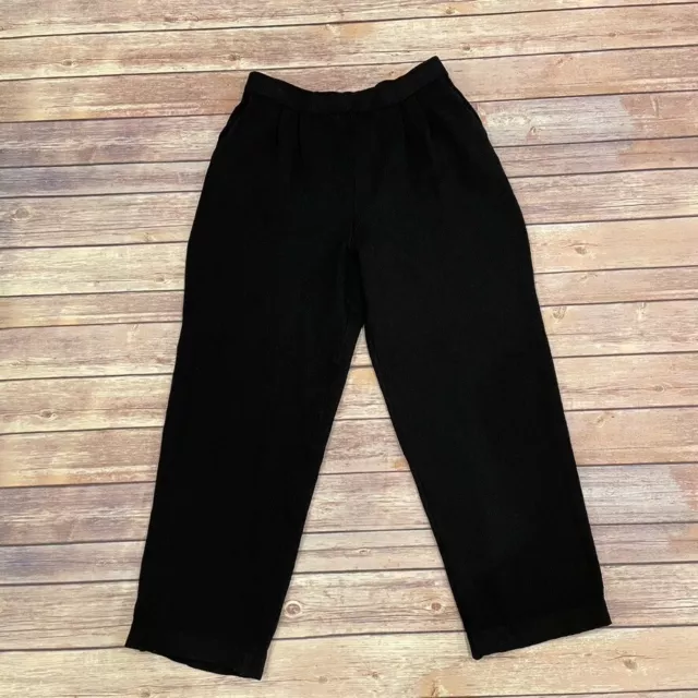 ST. JOHN BASICS Black Pleated Santana Knit Pants Pockets Size 10 EUC $395