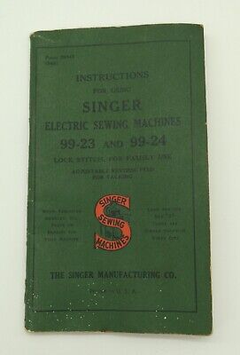 Máquinas de coser eléctricas Singer de 1940 99-23 y 99-24 libro de instrucciones