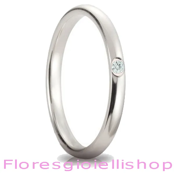 Fedina in argento con brillante Cubic Zirconia bianco, vari colori disponibili