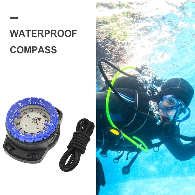 Outdoor-Camping-Kompass, wasserdicht, leuchtend, Unterwasseruhr (blau)