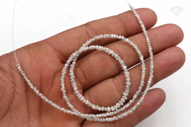 17" White Rough Diamond Natural Bead Strand 20 Cts Stone Used For Jewelry Making