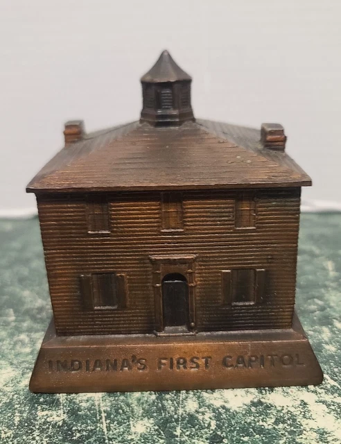 1974 Banthrico Indiana First Capital Corydon Cast Metal Coin Bank