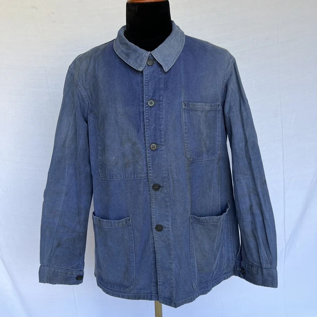 ANCIENNE VESTE BLEU de Travail Délavée. Conducteur Locomotive Vapeur