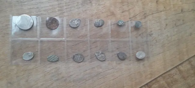 Genuine Late Medieval times 10 small Russian wire coins+2 others.