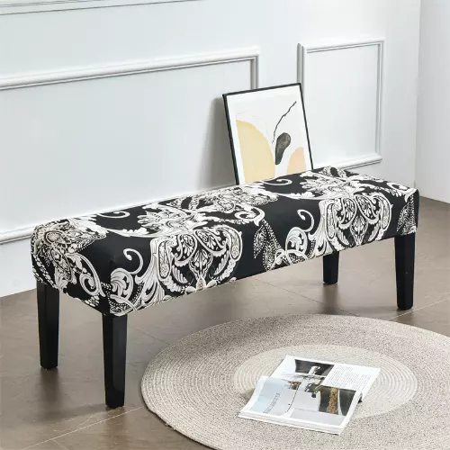 Floral Printed Bench Cover Stretch Piano Stool Covers Rectangle Cover Slipcover