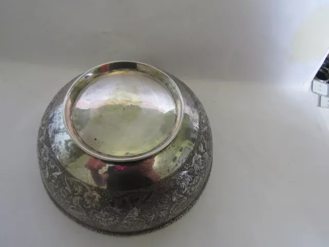 Antique 19th Century Hand Chased Islamic Persian Ottoman Silver Bowl Qajar Mark 3