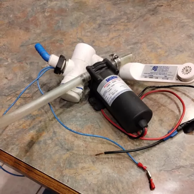 Shurflo Pump 100-000-21 & Shurflo 94-009-20 White Faucet Pre-owned
