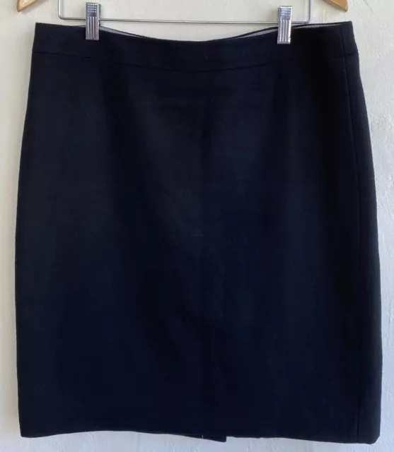 J. Crew The Pencil Skirt Size 12 Black Lined Wool Blend Knee Length Slit