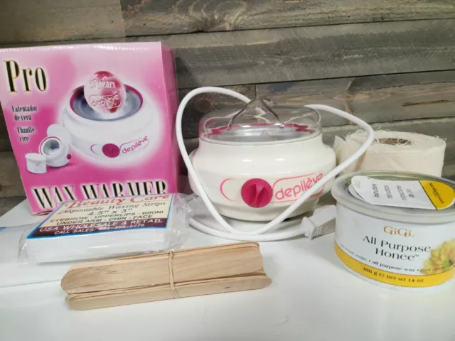 Calentador de cera Depileve Pro, kit de 14 onzas/tiras/cera