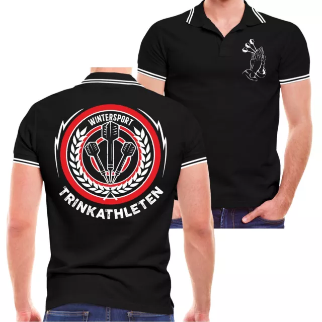 Herren Poloshirt Polohemd Darts Wintersport Trinkathleten polohemd Männer motive