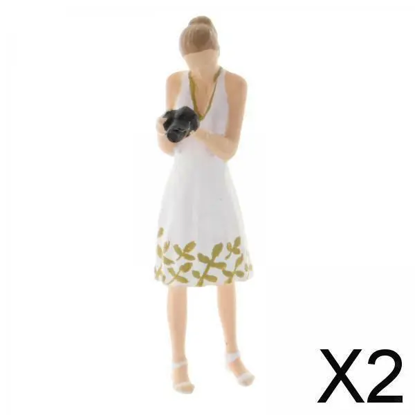 2X 1:64 Mini People Women Figure Doll Resin Model Scenario Building Layout White