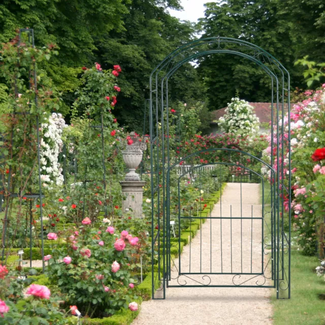 Arcade de rosiers avec une porte métal Tuteur Arcade Arche de jardin à piq 2