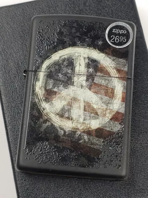 Zippo 28864 PEACE ON FLAG on Black Matte Finish Windproof Lighter - NOV (K) 2016