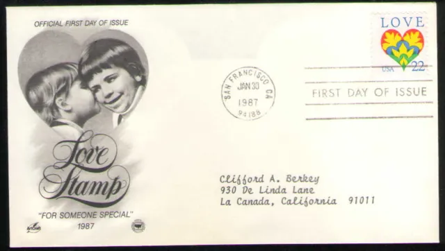 US. 2248. 22c. Love Issue. Craft FDC. 1987